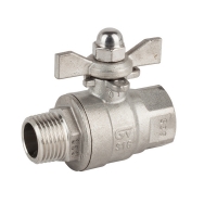 Stainless steel full port ball valve, 2 piece with butterfly handle m-f