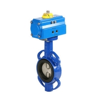 Butterfly valve stainless steel disc with pneumatic drive 