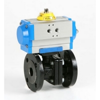 Two way flange ball valve, with pneumatic drive