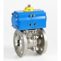 Two Way Stainless steel flange ball valve, ANSI, with pneumatic drive