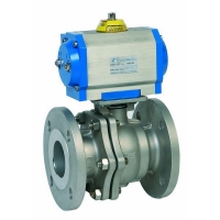 Two Way Stainless steel flange ball valve, PN 40, with pneumatic drive