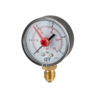 Pressure gauge Ø50 – ¼“ radialbottom connection, red index