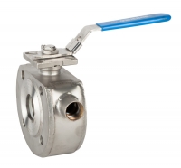 Wafer type - 1 Pc full bore ball valve with heating chamber. Mounting between flanges PN 16